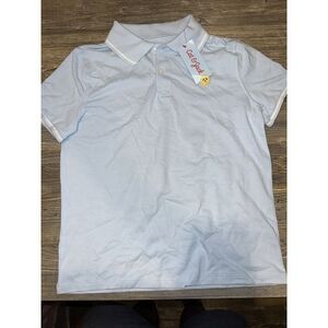 Boys' Short Sleeve Tipping Polo Shirt - Cat & Jack Light Blue Medium. NWT. C